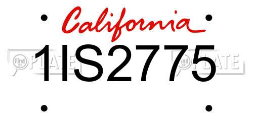 1IS2775 California License Plate