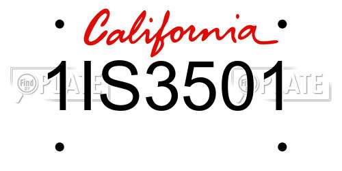 1IS3501 California License Plate