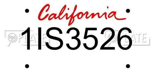 1IS3526 California License Plate