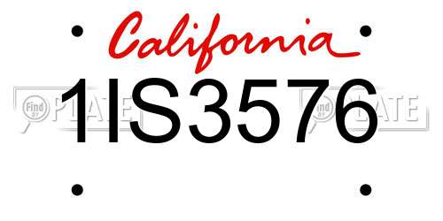 1IS3576 California License Plate
