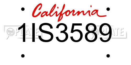 1IS3589 California License Plate