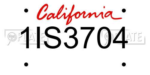 1IS3704 California License Plate