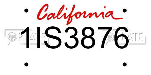 1IS3876 California License Plate