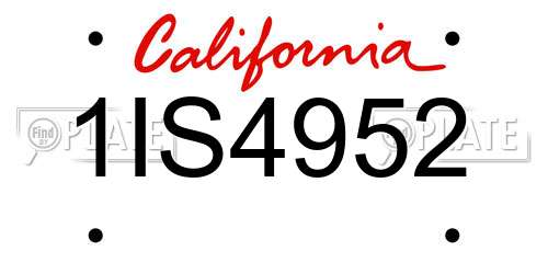 1IS4952 California License Plate