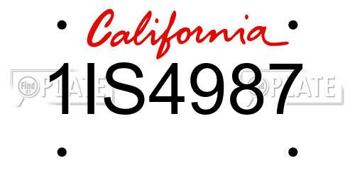 1IS4987 California License Plate