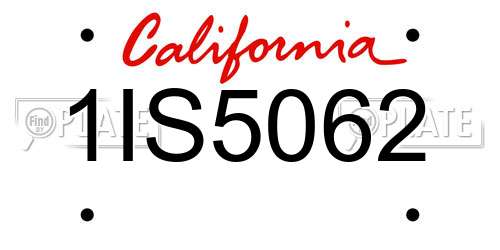 1IS5062 California License Plate