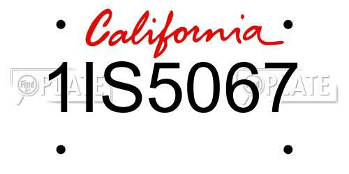 1IS5067 California License Plate