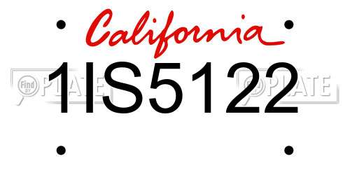 1IS5122 California License Plate