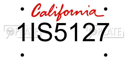 1IS5127 California License Plate