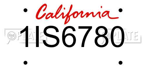 1IS6780 California License Plate