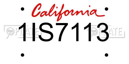 1IS7113 California License Plate