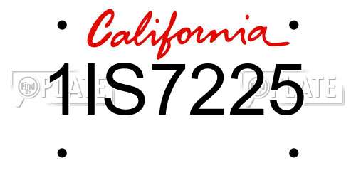 1IS7225 California License Plate