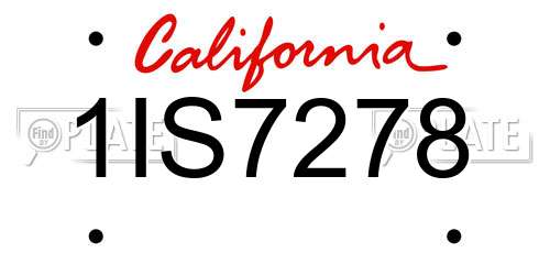 1IS7278 California License Plate