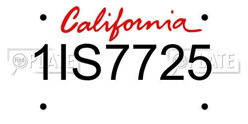 1IS7725 California License Plate