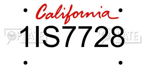 1IS7728 California License Plate