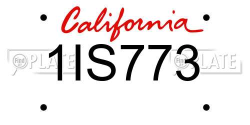1IS773 California License Plate