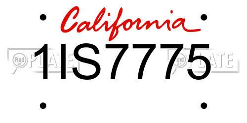 1IS7775 California License Plate