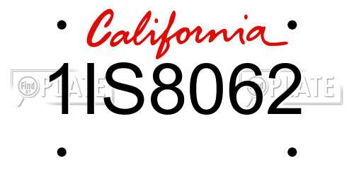 1IS8062 California License Plate