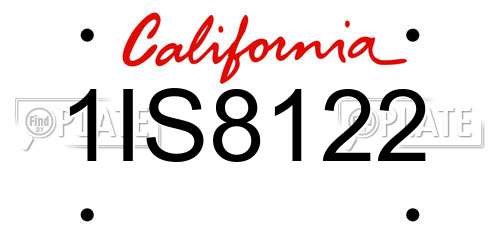 1IS8122 California License Plate
