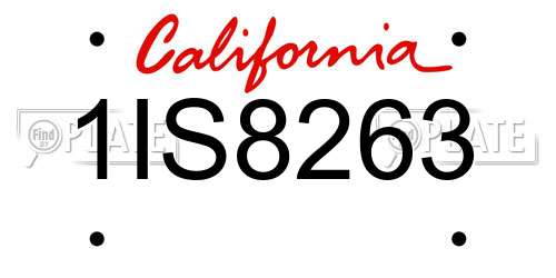 1IS8263 California License Plate