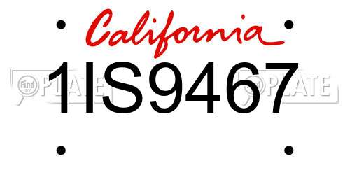 1IS9467 California License Plate