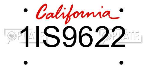 1IS9622 California License Plate