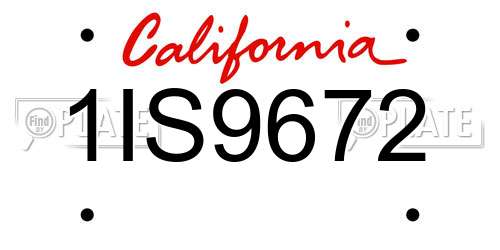 1IS9672 California License Plate