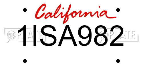 1ISA982 California License Plate