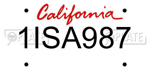 1ISA987 California License Plate