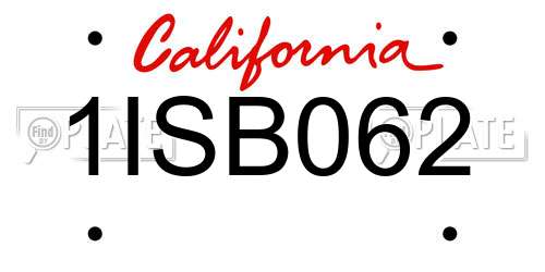 1ISB062 California License Plate