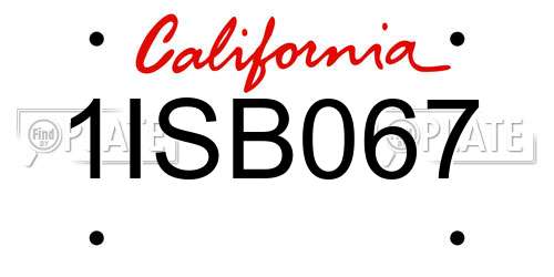 1ISB067 California License Plate