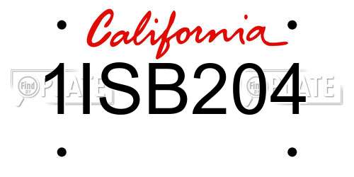 1ISB204 California License Plate