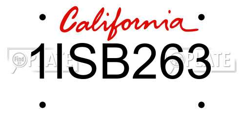 1ISB263 California License Plate