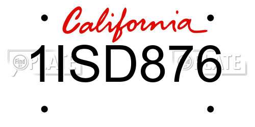 1ISD876 California License Plate