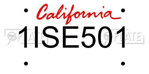 1ISE501 California License Plate
