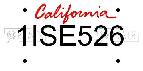 1ISE526 California License Plate