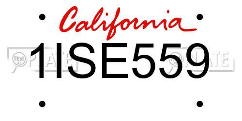 1ISE559 California License Plate