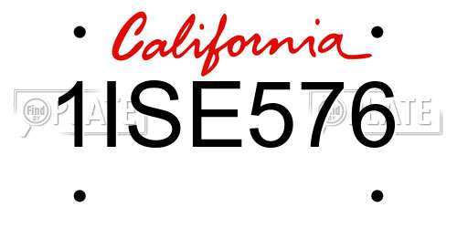 1ISE576 California License Plate