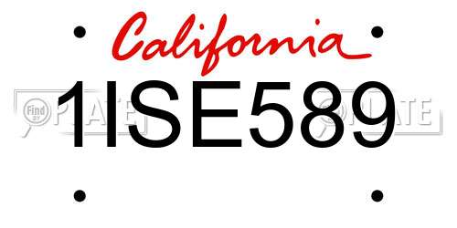 1ISE589 California License Plate