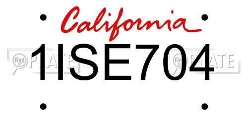 1ISE704 California License Plate