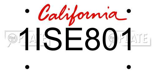 1ISE801 California License Plate