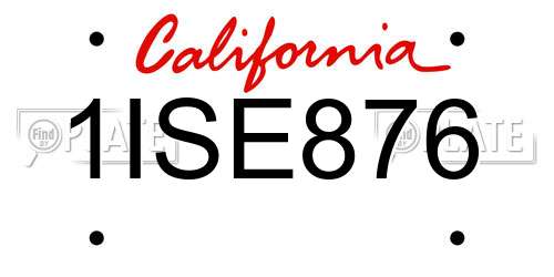 1ISE876 California License Plate