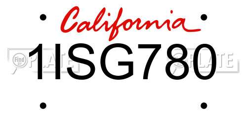 1ISG780 California License Plate