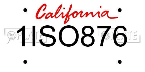 1ISO876 California License Plate