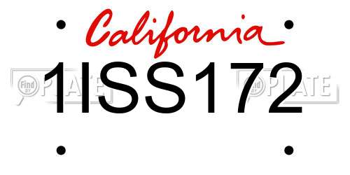 1ISS172 California License Plate