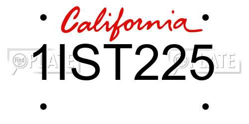 1IST225 California License Plate