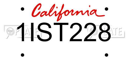 1IST228 California License Plate