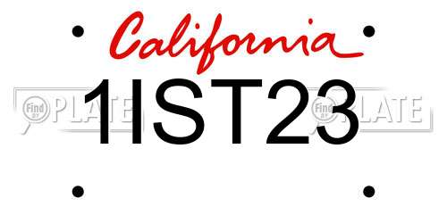1IST23 California License Plate