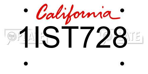 1IST728 California License Plate