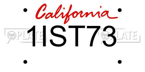1IST73 California License Plate